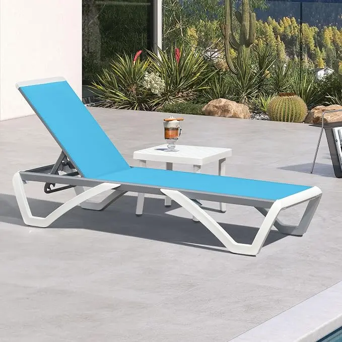 PURPLE LEAF Patio Chaise Lounge Chair Set Outside Aluminum Plastic Stackable