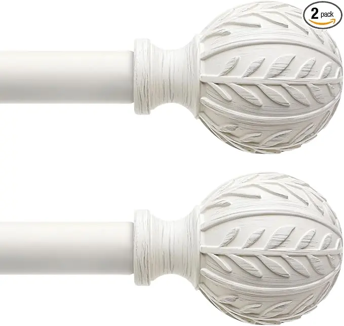 QDWIS 2 Pack Antique White Curtain Rods