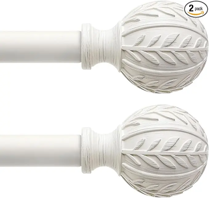 QDWIS 2 Pack Antique White Curtain Rods
