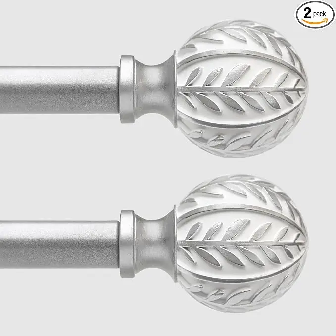 QDWIS 2 Pack Silver Curtain Rods