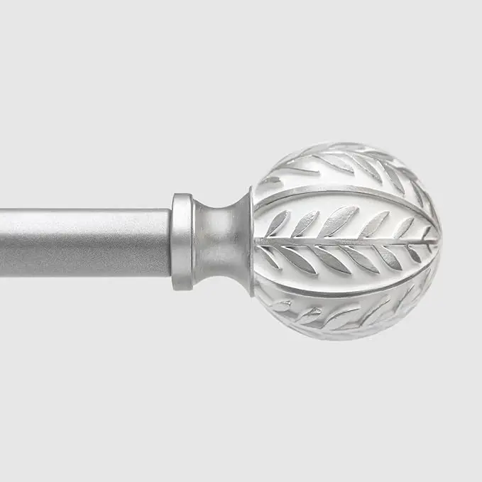 QDWIS Silver Curtain Rods for Windows 66 to 120 inch, Rustic Decorative Drapery