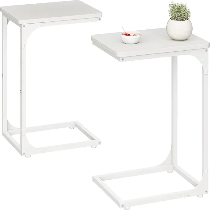 QEEIG C Table Side Table Set of 2 Living Room Sets C Shaped Couch Tray End