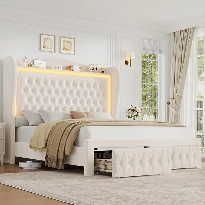 Queen Bed Frame 55" Tall Headboard