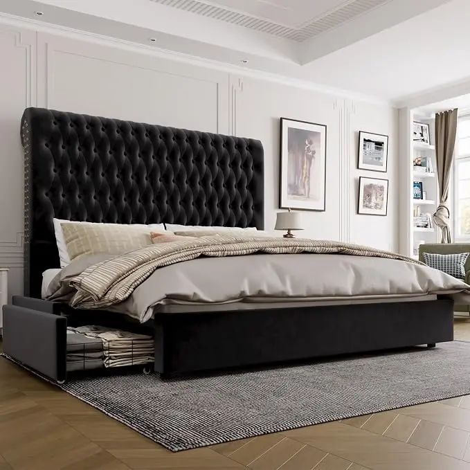 Queen Size Bed Frame 54" Tall Headboard