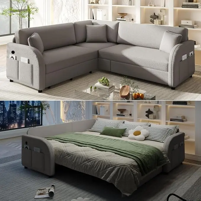 Queen Size Sleeper Sofas Convertible Couches, L Shaped Sectional Couch