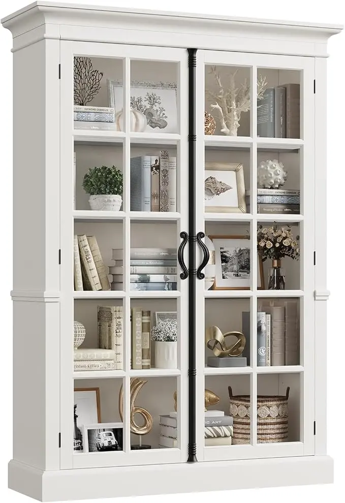 QUW Modern 65" Display Cabinet, 5-Tier Bookcase