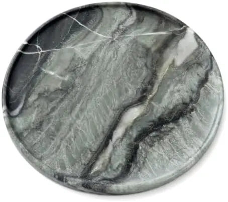Real Natural Marble Round Tray 10.2in Solid Stone Decorative Plate