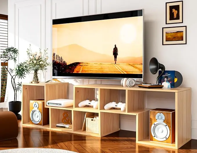 Recaceik Cube Bookshelf 2 Shelf Bookcase L-Shaped TV Console Stand Modern