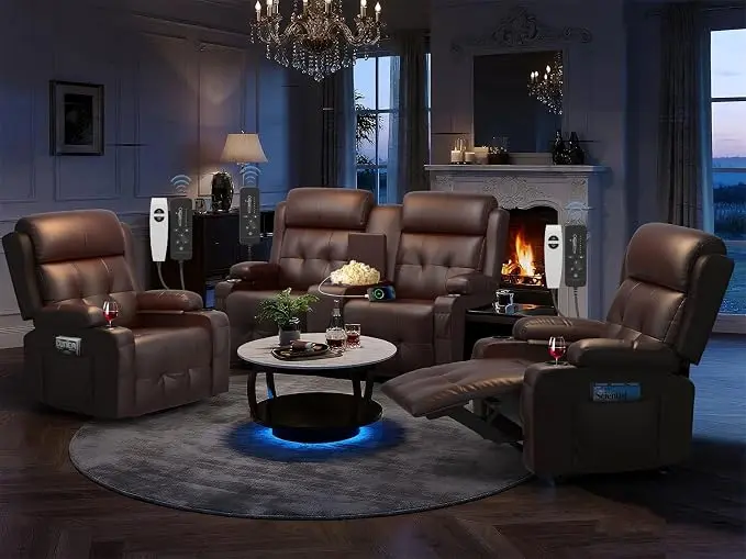 Recliner Sofa Set, Home Theater Seating Wall Hugger Recliners