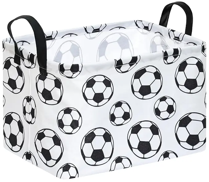 Rectangle Soccer Basket Storage Bin, Closet Baskets Foldable Box with Handles, Storage Boxes for Home Office Car Dormroom