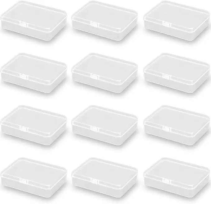 Rectangular Clear Plastic Organizer Storage Box Containers (4.45 x 3.31 x 1.14 inch), Small Plastic Containers Pack of 12