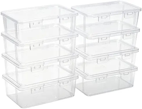 Rectangular Clear Plastic Storage Containers, 8 Pack
