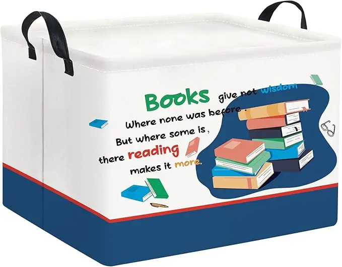 Rectangular Kids Storage Bin Gift Basket Baby Organizer Cute Kids Toy Bin Room Decor(Book)