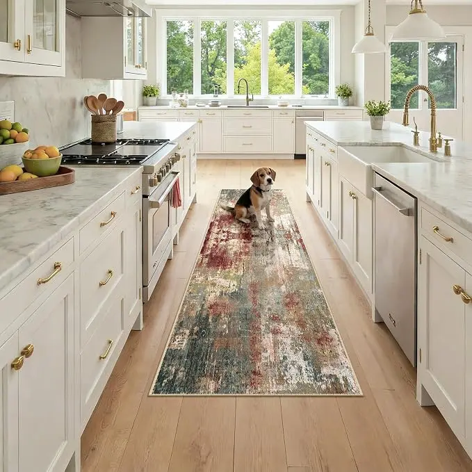 RELEANY Washable Area Rugs 2x7 Non-Slip Modern Abstract Soft