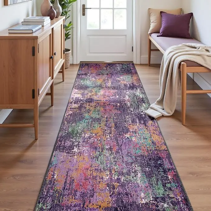 RELEANY Washable Area Rugs 2'x8' Non-Slip Modern Abstract Soft