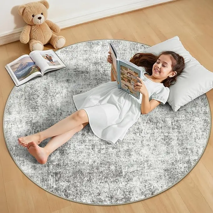 RELEANY Washable Area Rugs 4ft Non-Slip Modern Abstract Soft