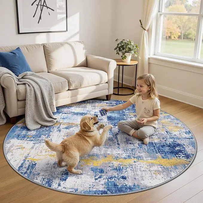RELEANY Washable Area Rugs 8ft Non-Slip Modern Abstract Soft