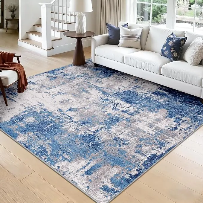 RELEANY Washable Area Rugs Square 8ft Non-Slip Modern Abstract Soft