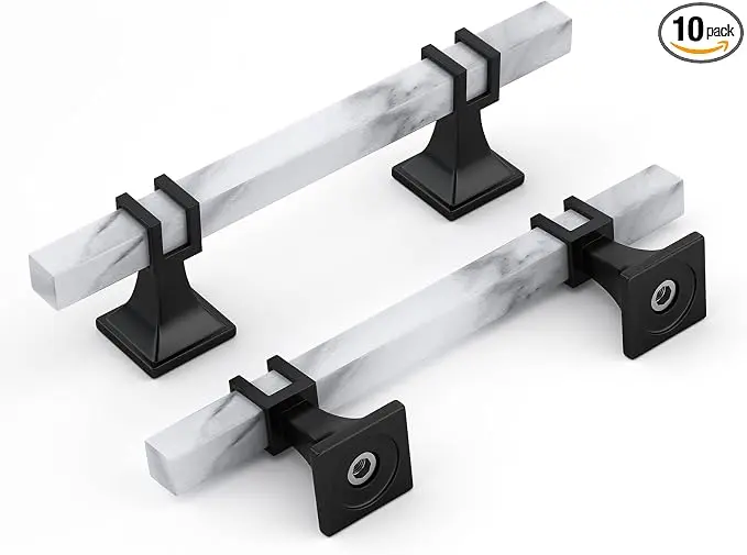 Rergy Cabinet Handles Marble Drawer Pulls and Knobs, T-Bar Hardware