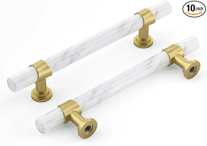 Rergy Cabinet Handles Marble Drawer Pulls and Knobs, T-Bar Hardware