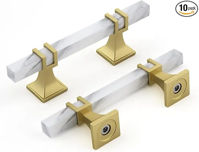 Rergy Cabinet Handles Marble Drawer Pulls and Knobs, T-Bar Hardware