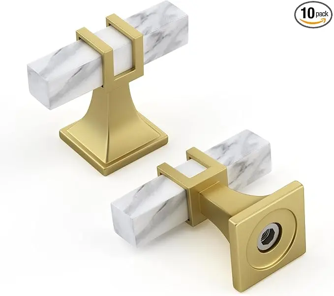Rergy Cabinet Handles Marble Drawer Pulls and Knobs, T-Bar Hardware
