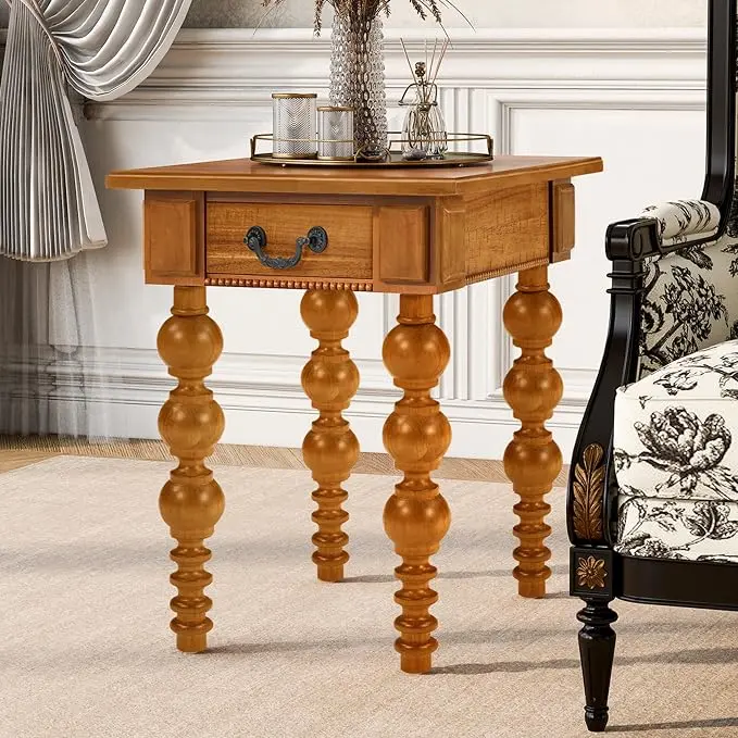 Retro Wooden Side End Table Vintage Nightstand Bedside Table