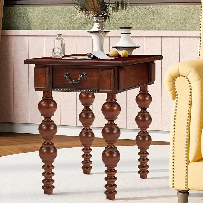 Retro Wooden Side End Table Vintage Nightstand Bedside Table