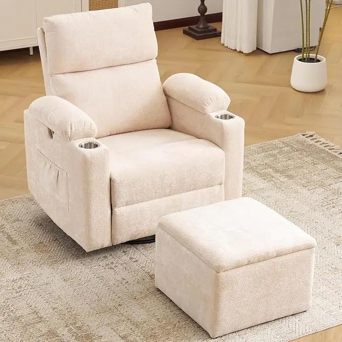 Rocking Chair Nursery with Adjustable Armrests, Electric Glider Recliner