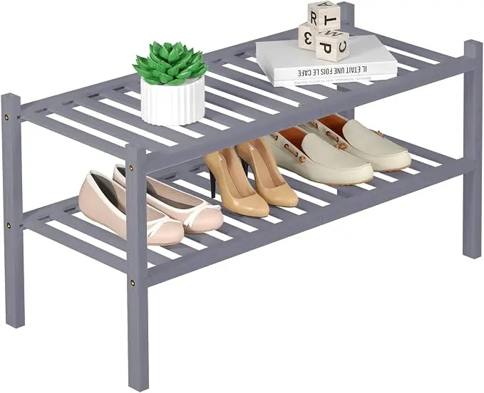ROMGUAR CRAFT 2 Tier Bamboo Shoe Rack