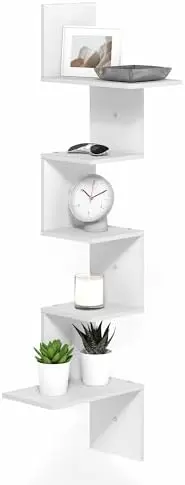 Rossi 5-Tier Corner Floating Shelves for Wall, White