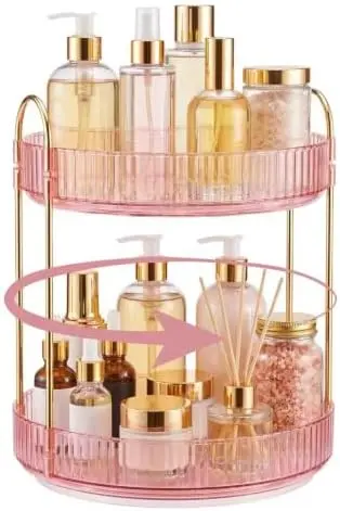Rotating Makeup Organizer Countertop, Bathroom Lazy Susan Tray Stand
