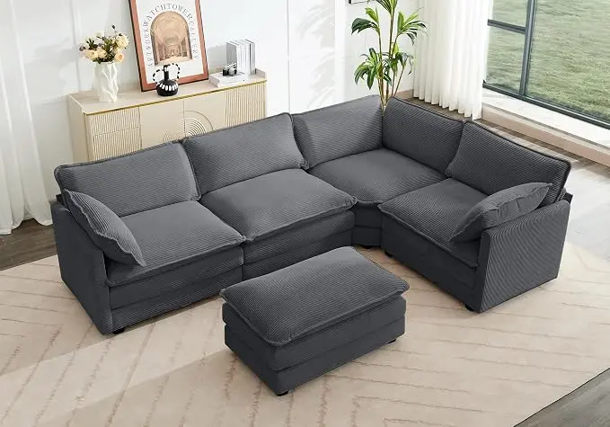 ROWHY 113'' Modular Sectional Cloud Corner Couch, 5 Seater L Shape Sofa Big