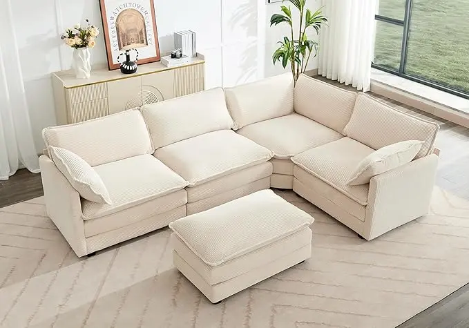 ROWHY 113'' Modular Sectional Cloud Couch, 5 Seater Corner Sofa Big Comfy