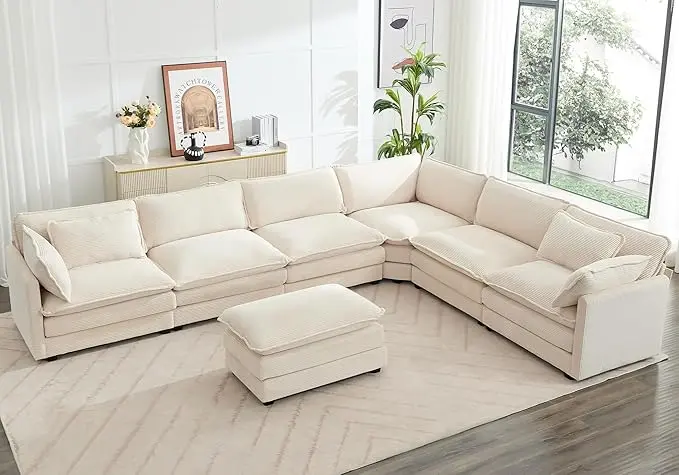 ROWHY 150'' Modular Sectional Cloud Couch, 7 Seater Corner Sofa Big Comfy