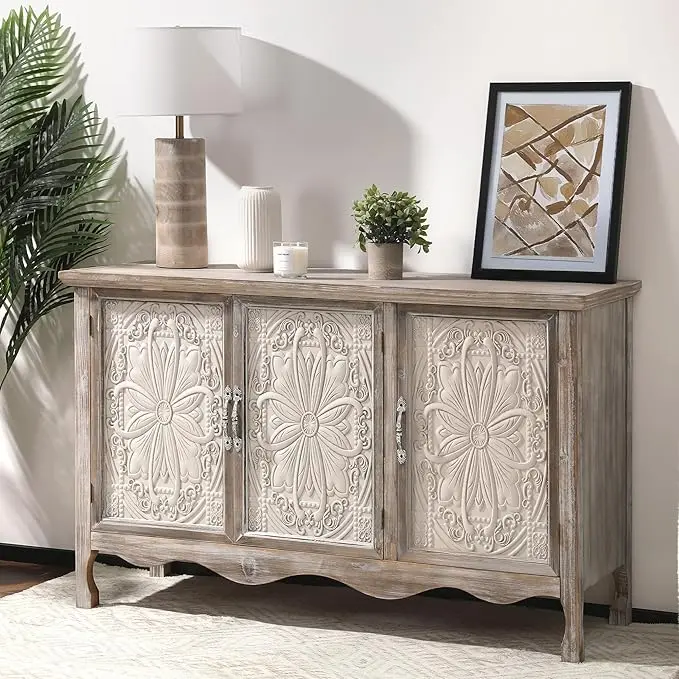RoyalCraft Buffet Cabinet with Storage, Vintage Solid Wood Sideboard with 3