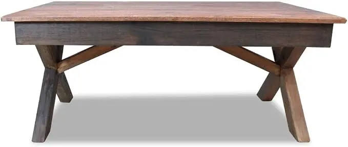 Rustic Farmhouse Coffee Table 43.3 Inch Handmade from Mixed Recycled Woods