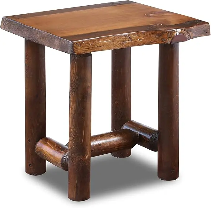 Rustic Log Live Edge End Table – Small Indoor End Table or Night Stand Table