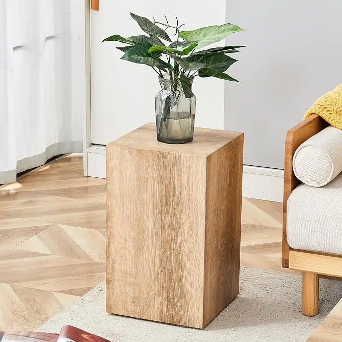 Rustic Natural Rectangular End Coffee Table, Modern Elegant Bedside Nightstand