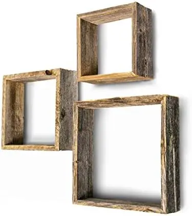 Rustic Shelves, Square Floating Wood Shadowbox, Home Decor, Set