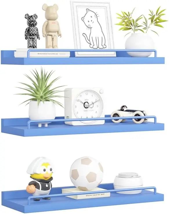 RYOFOBETTO Blue Floating Shelves, Room Decor Shelves, Picture Frames