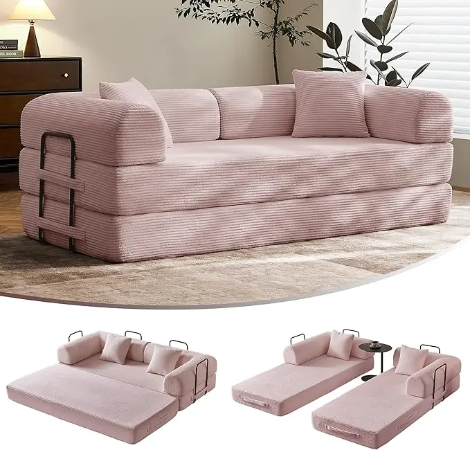 SAVENICA 79" Floor Sofa Bed Convertible, 5-in-1 Sleeper Sofa