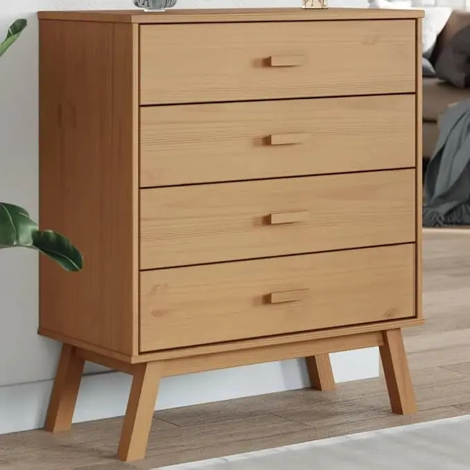 Scandinavian Style Solid Pine Wood Drawer Cabinet