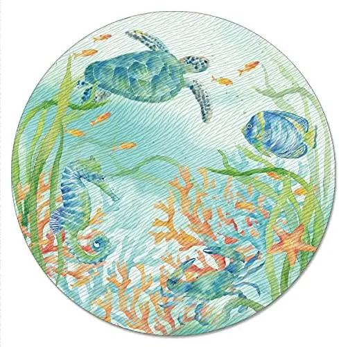 Sea Life Serenade Tempered Glass Lazy Susan Turntable