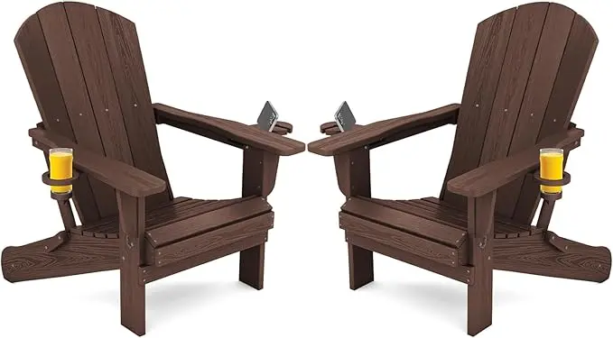 SERWALL Adirondack Chair with Cup Holders
