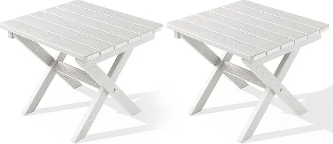 SERWALL Folding Outdoor Side Table Set of 2, Portable Adirondack Side Table