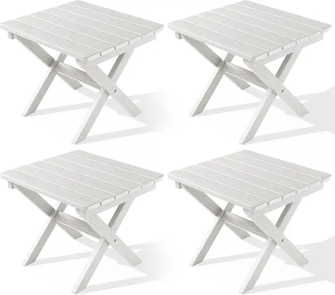 SERWALL Folding Outdoor Side Table Set of 4, Small Adirondack Side Table