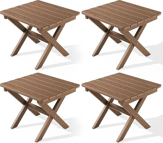 SERWALL Folding Outdoor Side Table Set of 4, Small Adirondack Side Table