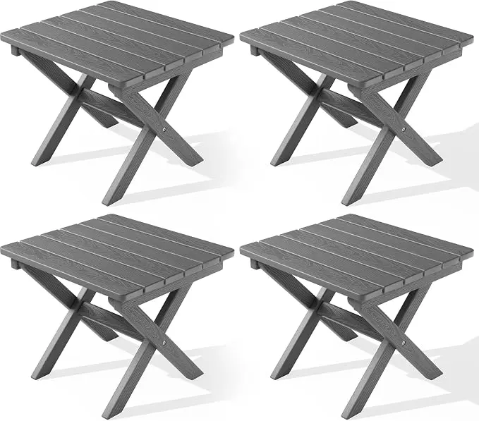 SERWALL Folding Outdoor Side Table Set of 4, Small Adirondack Side Table