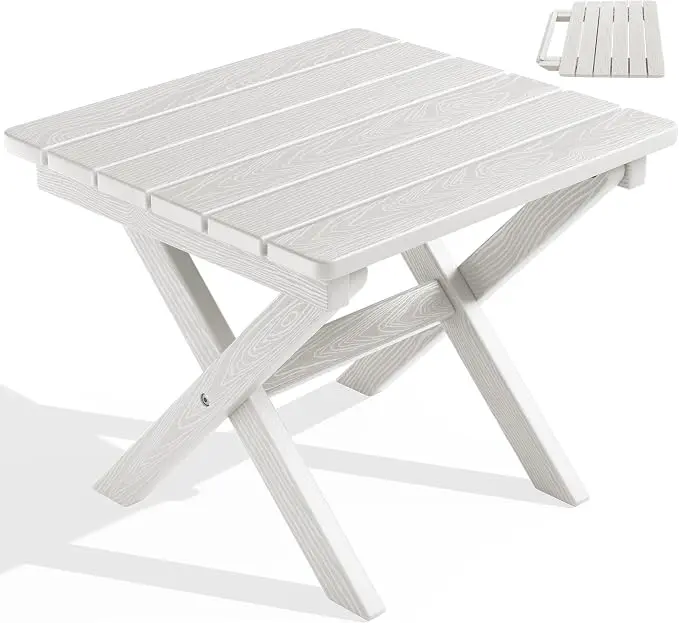 SERWALL Portable Folding Adirondack Table, HDPE Material Outdoor End Table